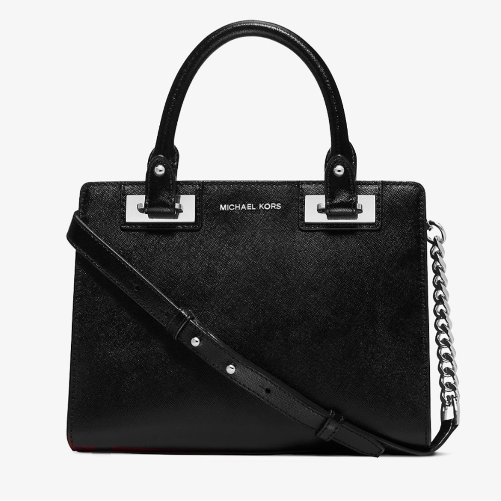 Quinn Small Patent Soffiano Leather Satchel